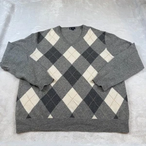 J Crew italienischer Herrenpullover Kaschmir Argyle V-Ausschnitt XL grau - Bild 1 von 6