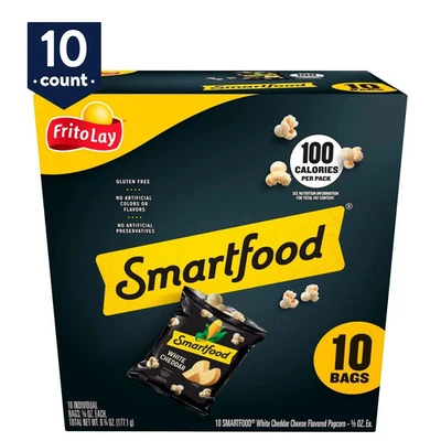 Snacks de palomitas de maíz con sabor a cheddar blanco, bolsas de 0,625 oz, paquete múltiple de 10 unidades Foto 1 de 4