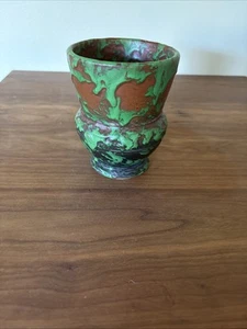 Weller Greora 1930s Vintage Arts & Crafts Pottery Green Brown Ceramic Vase 5" - Picture 1 of 6
