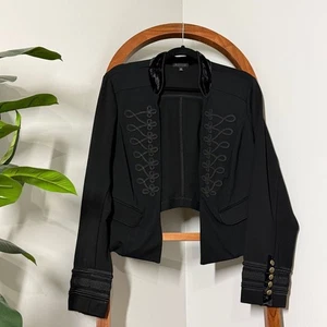 Torrid 2X schwarz Militärstil Samtbesatz Ponte Stretch Strick Cropped Jacke - Bild 1 von 10