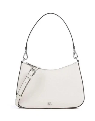 Ralph Lauren Danni 26 Crosshatch Leather Medium Shoulder Bag Soft White $225 - Image 1 of 4