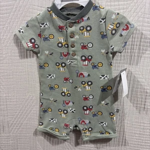 Boys One Piece Knit Outfit Size 3-6 New Tractor Theme - Picture 1 of 6