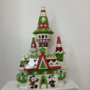 Disney Parks Nordic Christmas Fantasyland Schloss Mickey Minnie Leuchtkeramik - Bild 1 von 10