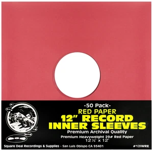 (50) 12" Red COLORED Paper Record INNER SLEEVES LP Acid-Free ARCHIVAL EP - Picture 1 of 12