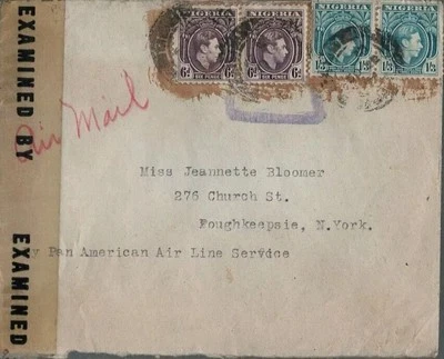 1942 Segunda Guerra Mundial Cubierta Kwoi Nigeria África Occidental a Nueva York vía Kafanchan Pan Am Foto 1 de 4