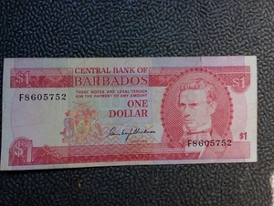 Barbados 1 Dollar 1973 Great Condition Circulated Banknote (tiny rip) Pick#29 - Picture 1 of 2