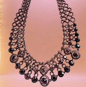 Givenchy ​Rhinestone Crystal Choker Statement Necklace Copper Cognac & Bronze - Picture 1 of 9