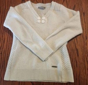 Smartwool Kids Size Large M Sweater Ivory Long Sleeve Button Detail - Picture 1 of 7