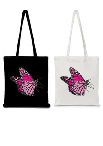 SHOPPER BORSA SPESA SHOPPING COTONE FARFALLA FARFALLE - Picture 1 of 1