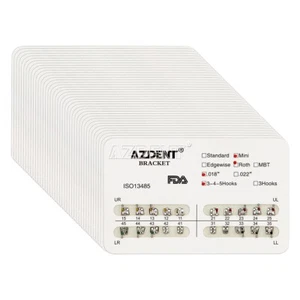AZDENT 100X Dental Kieferorthopädische Metall Brackets Mini Roth Schlitz 0,018 3-4-5 Haken - Bild 1 von 12