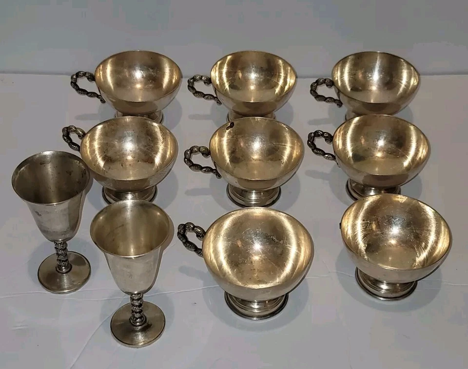 Vintage Silver Plated Goblet Chalice Venetia Spain Dessert Cups Set Of 10 Read - Image 1 of 4