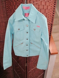 NWT Women's Light Blue Denim Stretch Button Front Jacket Mio Mio Size Small - Imagen 1 de 7