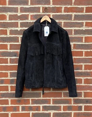 All Saints Mens WARREN Suede Western Tassel Jacket MEDIUM Biker Cowboy A426 - Image 1 of 4