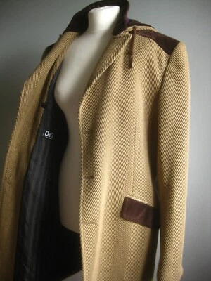 D&G TWEED JACKET COAT 36 38 DOLCE&GABBANA wool blend hood long line covert - Image 1 of 4