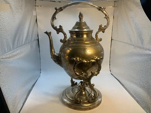Vintage Wm Rogers Plated Tilting Teapot; Kettle, Stand & Burner.  SilverPlate - Picture 1 of 24