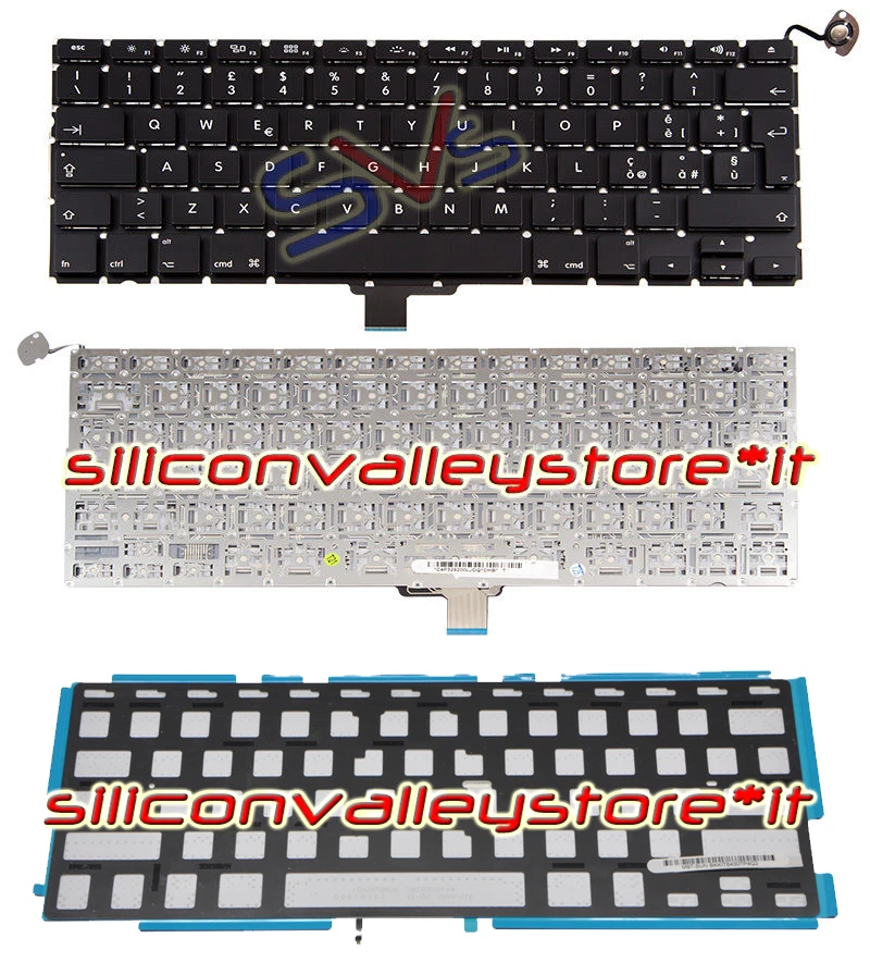 SILICONVALLEYSTORE TASTIERA ITALIANA ORIGINALE PER MACBOOK A1278 RETROILLUMINATA NERA