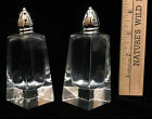 Salt & Pepper Shakers Crystal Glass Diamond Shaped Base Thick Glass Vintage Set