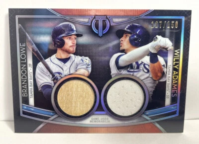 Brandon Lowe & Willy Adames Relic /150 2020 Topps Tribute Dual Game Used - Image 1 of 3
