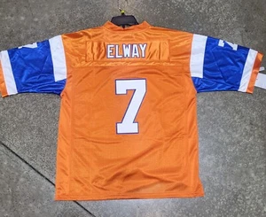 Camiseta deportiva de John Elway de los Denver Broncos # 7 azul naranja retroceso - Imagen 1 de 2