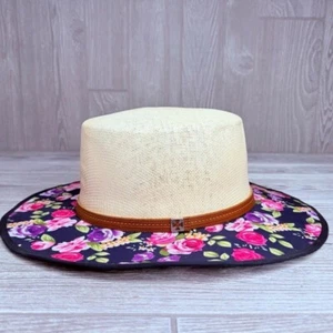 EMG sombrero hat woven floral fabric beach hat cute summer accessory hat sun hat - Picture 1 of 9