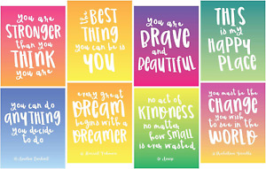 Focus and Zeal Inspirational Wall Art 8 Pack - 8 Different Motivational Quotes f