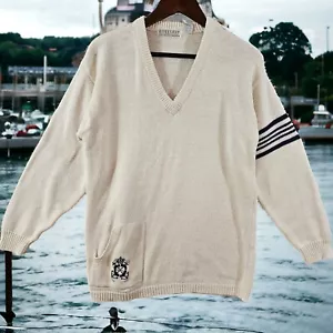 FENN WRIGHT MANSON Pullover Sweater Jumper Size M Ecru Ivory Cotton Nautical - Picture 1 of 13