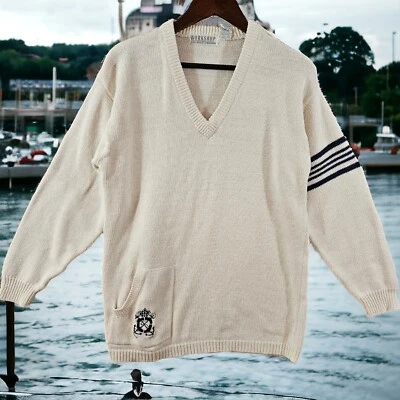 Fenn Wright Manson Ivory Pullover Sweater Size M Ecru Cotton Nautical Coastal - Image 1 of 4