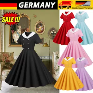 Vintage Damen 50/60's Rockabilly Midikleid Petticoat Partykleider Cocktail Kleid - Bild 1 von 23