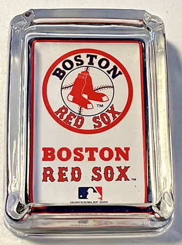 Boston Red Sox Baseball MLB Ash Tray Glass Vintage 4" x 3" NEW Waterfall White Cover