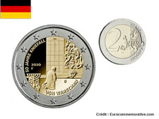 2 Euros Commémorative Allemagne 70J Kniefall 2020 UNC