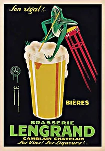 BRASSERIE LENGRAND VINTAGE AD POSTER  MEDIUM - 16" X 20" - NEW - Picture 1 of 1