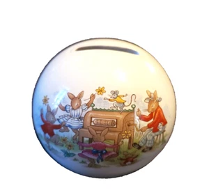 Royal Doulton Ceramic Bunnykins Round Bank Laundry Day Cintage. Coin Bank - Picture 1 of 9