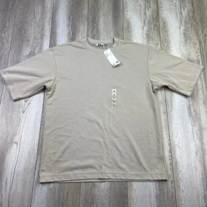 Uniqlo U Oversized Shirt Mens Medium Light Gray Short Sleeve Casual Men NEW - Picture 1 of 11