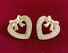 2Ct Round Cut Simulated Diamond Heart Stud Silver Earrings14K Yellow Gold-Plated