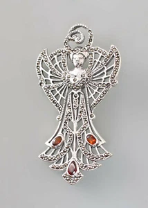 9927641-d 925er Silber Brosche Jugendstil Granat Markasiten - Picture 1 of 1