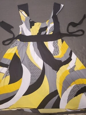 LaBelle Women's Ladies Sleeveless Tank Dress Fit & Flare Yellow Black White  M - Image 1 of 4