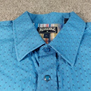 Panhandle Pearl Snap Shirt Men's XL Blue Arrow Western Rodeo Cowboy Short Sleeve - Picture 1 of 11