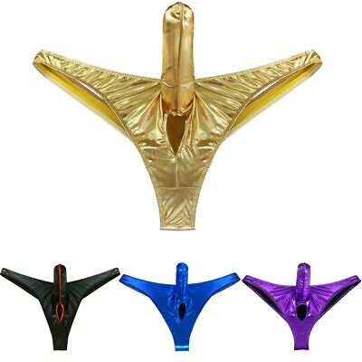 Men's Shiny T-Back Bikini G-string Thong Open Penis Hole Boxer Briefs Udearwear • 3.48€