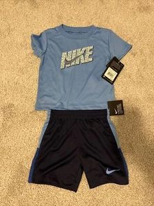 Nike toddler DRI-FIT 2 Piece T-Shirt/Shorts Set Midnight Navy 66J195-U90 Size24M - Picture 1 of 4