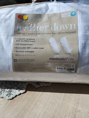 Charter Club 360 Down and Feather Chamber Pillow King Medium/Firm - Image 1 of 4