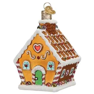 Old World Christmas SWEET GINGERBREAD COTTAGE (20138) Glass Ornament w/OWC Box - Picture 1 of 3