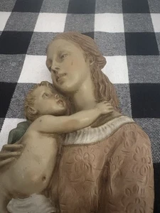 Mid Century/ Madonna/ Baby Jesus/ Italian plaque / Wall/wood - Picture 1 of 12