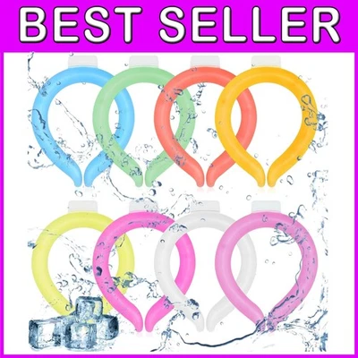 Paquete de 8 envolturas reutilizables para el cuello de enfriamiento - Paquete de hielo manos libres para alivio del clima cálido Foto 1 de 4