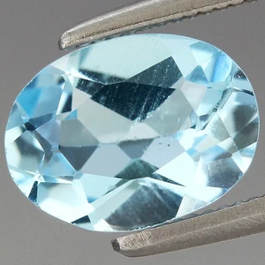 Topazio naturale blu cielo 1,48 ct t.w 8x6 mm pietra preziosa ovale, Brasile - Foto 1 di 4