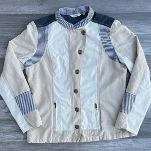 Chaqueta Sundance Botón Frontal Patchwork Otoño Utilidad Cremallera Bolsillo Crema Talla 10 - Imagen 1 de 14