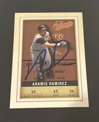 Fleer Authentix #42 2002 firmado por Aramis Ramírez automático Pittsburgh Pirates Foto 1 de 2