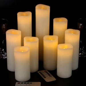 Flameless LED Pillar Candles Battery Operated Real Wax Remote Timer - Picture 1 of 11