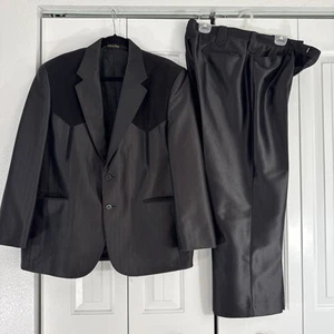 Circle S Dallas Texas Western Yoke 44 S Black Suit Coat Boise Blazer Mens Formal - Picture 1 of 24