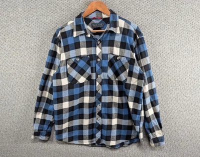 Pacific Crest Men's Blue Check Plaid Heavy Flannel Outdoor Button Shirt L - Image 1 of 4