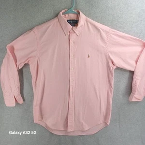 Camisa Ralph Lauren Para Hombre XL 16 Rosa Sólida Con Botones Manga Larga Yarmouth 35 - Imagen 1 de 16